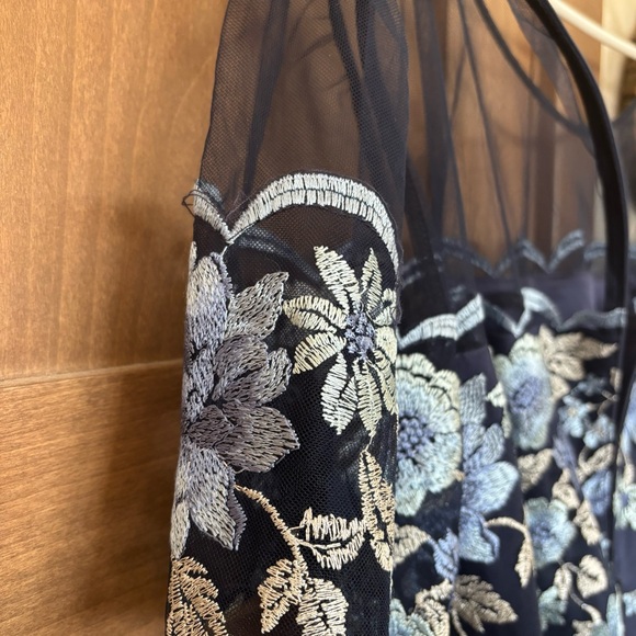 Eliza J Plus Size Embroidered Mesh Dress Navy Blue Floral 20W - Picture 15 of 16